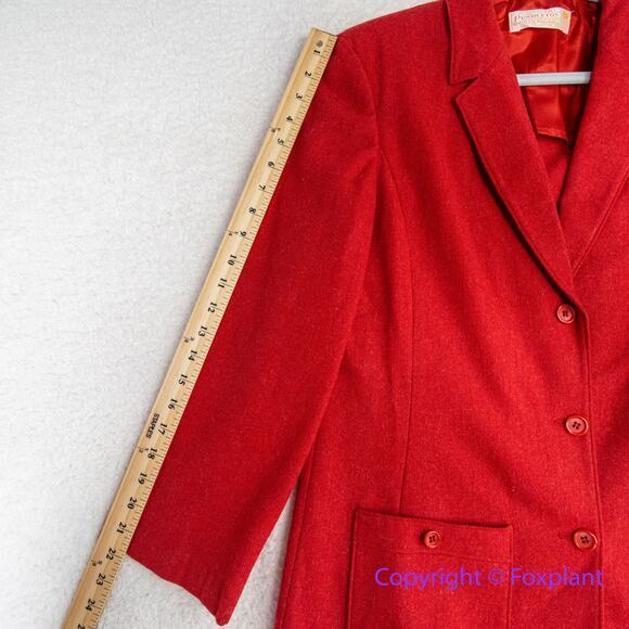 Vintage Pendleton *flawed* 100% Virgin Wool Women’s Red Blazer, size 12 - Picture 5 of 15